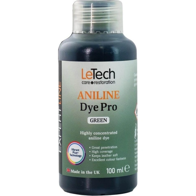 LeTech Leather Aniline Dye Pro Green - проникающая краска для кожи, зеленый, 100 мл - 1