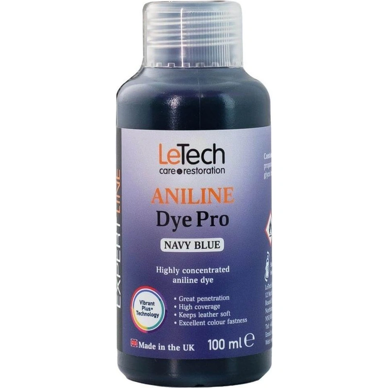 LeTech Leather Aniline Dye Pro Navy Blue - проникающая краска для кожи, темно-синий, 100 мл - 1