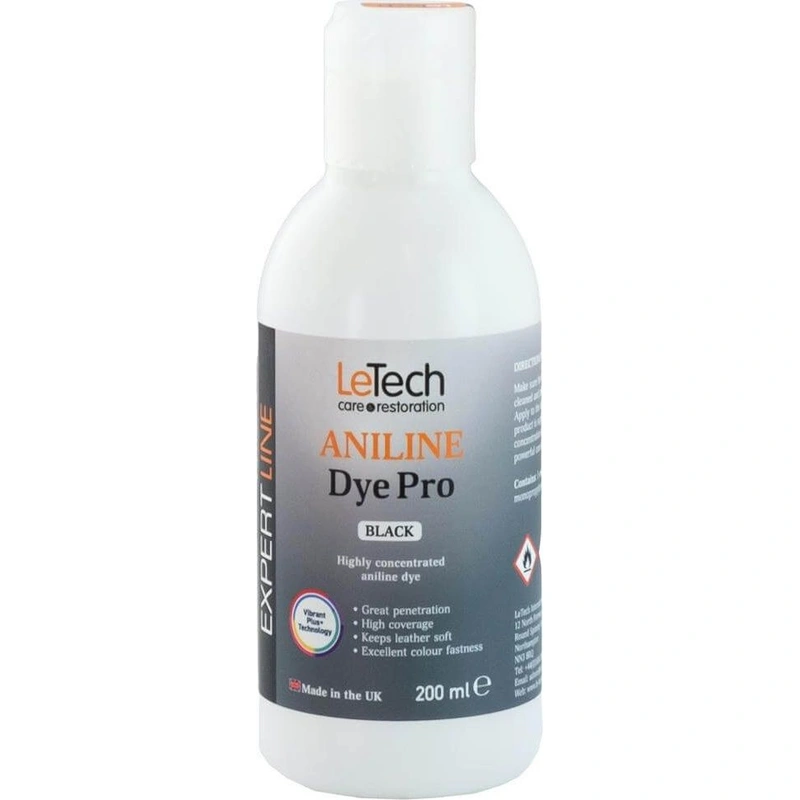 LeTech Leather Aniline Dye Pro Black - проникающая краска для кожи, черный, 200 мл - 1