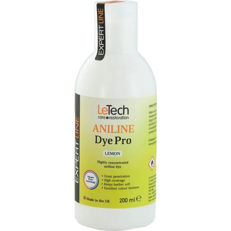 LeTech Leather Aniline Dye Pro Lemon - проникающая краска для кожи, лемонный, 200 мл - 1