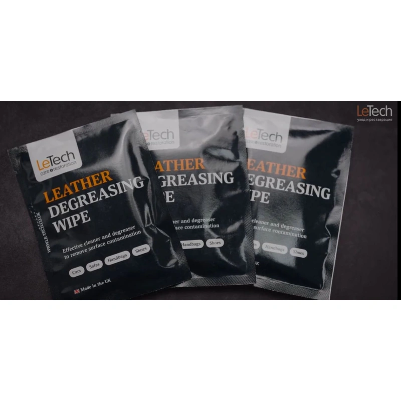 LeTech Leather Degreasing Wipe - обезжиривающая салфетка для кожи, 10 шт - 1