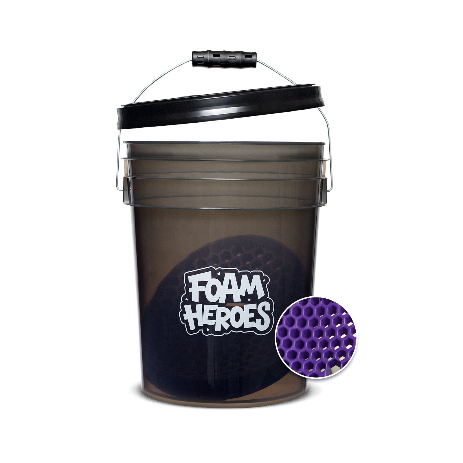 Foam Heroes Detailing Bucket - ведро с сепаратором и крышкой для детейлинг мойки, 20 л - 2