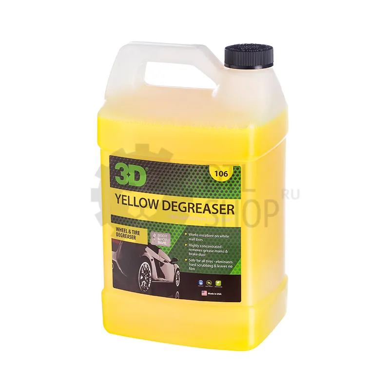 3D Yellow Degreaser - Средство для удаления тормозной пыли и жирных пятен с покрышек/колес, 3.78 л - 1