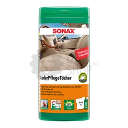 Sonax Leather care wipes - Салфетки для очистки кожи в тубе, 25 шт