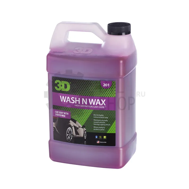 3D Wash N Wax - РH-сбалансированный шампунь с воском, 3.78 л - 1