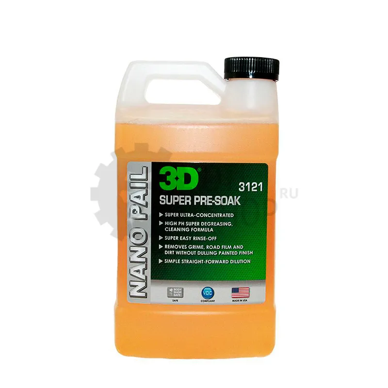 3D Super Pre Soak - Шампунь-обезжириватель с высоким pH (супер концентрат), 3.78 л - 1