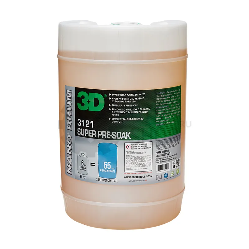 3D Super Pre Soak - Шампунь-обезжириватель с высоким pH (супер концентрат), 22.71 л - 1