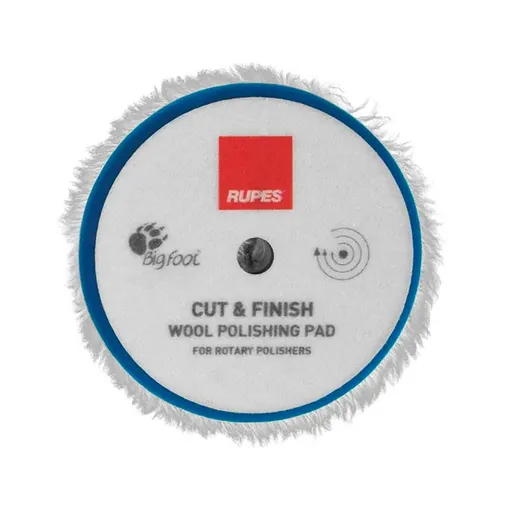 RUPES CUT & FINISH Rotary Wool Polishing Pad - Полировальный круг (мех на поролоне), синий, 180 мм - 1