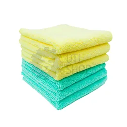 PureStar Two Face Edge Less Buffing Towel - Набор из комбинированных микрофибровых салфеток, желтая+минт, 40х40 см, 6 шт.