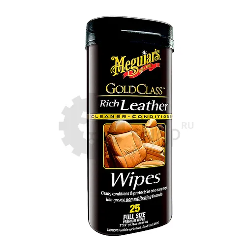 Meguiar's Gold Class Rich Leather Wipes - Салфетки для ухода за кожаной обивкой салона (туба/25шт) - 1