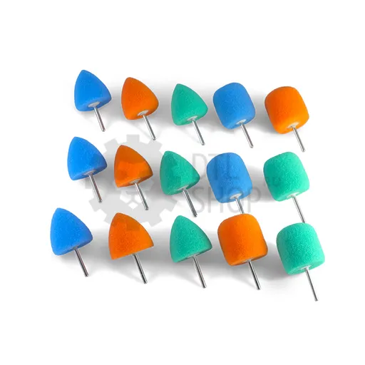 AuTech Набор полировальных насадок для гибкого вала (цилиндр, конус) средней жесткости, 15 шт - 1