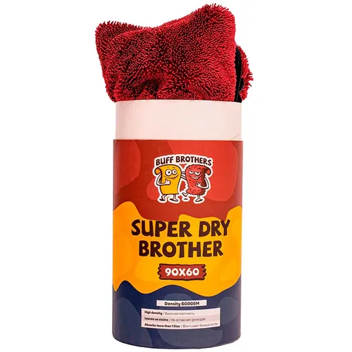 Buff Brothers Super Dry Brother Maroon - Односторонняя микрофибра для сушки, бордовая, 90x60 см - 1