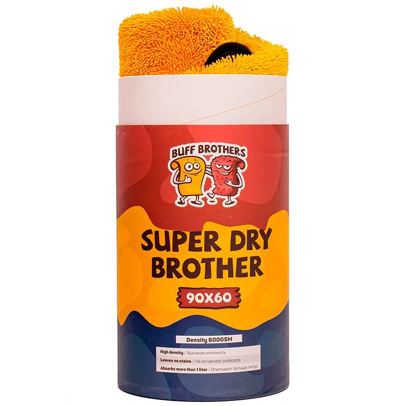 Buff Brothers Super Dry Brother Gold - Односторонняя микрофибра для сушки, синяя, 90x60 см - 1