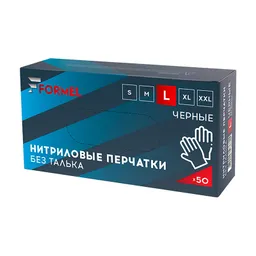 Formel Перчатки нитриловые, черные, размер L, 50 шт