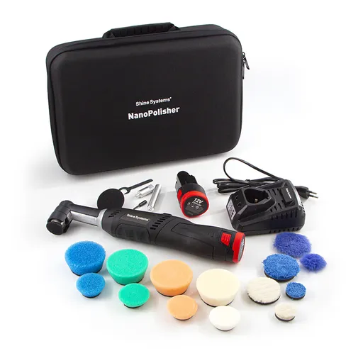 Shine Systems NanoPolisher - аккумуляторная полировальная мини машинка (iBrid), набор в сумке - 1