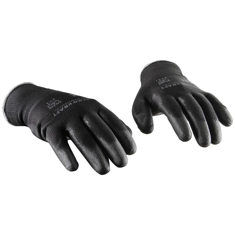 WDK-PU01B/XXL/10, 10 пар, размер XXL, Перчатки ЧЁРНЫЕ защитные эластичные из нейлона с полиуретановым покрытием - 1