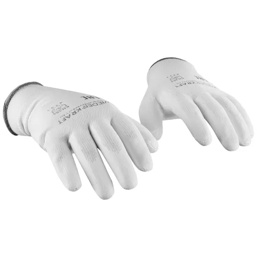 WDK-PU01W/XL/5, 5 пар, размер XL, Перчатки БЕЛЫЕ защитные эластичные из нейлона с полиуретановым покрытием - 1