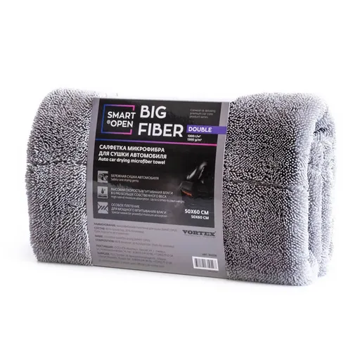Smart Open Big Fiber Double - салфетка микрофибра для сушки автомобиля, 1200 гр/м2, 50x60 см - 1