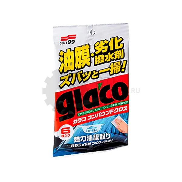 SOFT99 Glaco Compound Sheet - Салфетки для стекол очищающие, 6 шт - 1