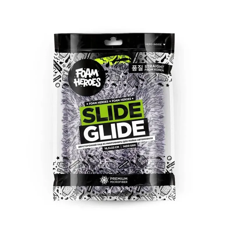 Foam Heroes Slide Glide - двусторонний пад из микрофибры для мойки автомобиля 16.5х22 см, 1400 гр/м2 - 1