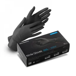 Shine Systems Nitrile Gloves - защитные универсальные нитриловые неопудренные перчатки, размер "L", цвет черный 100 шт