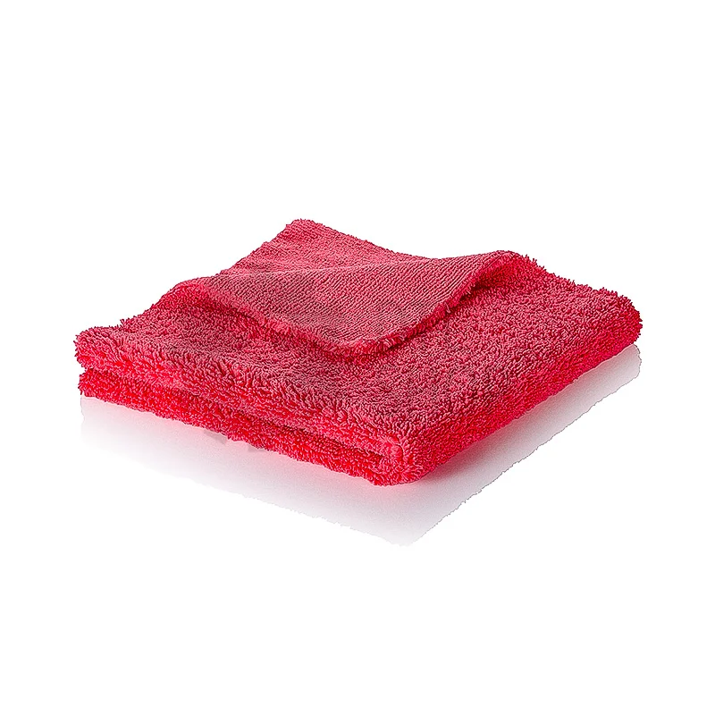 Dry Monster Deutsch Microfiber - двусторонняя микрофибровая салфетка без оверлока, красная, 420 гр/м, 40х40 см - 2
