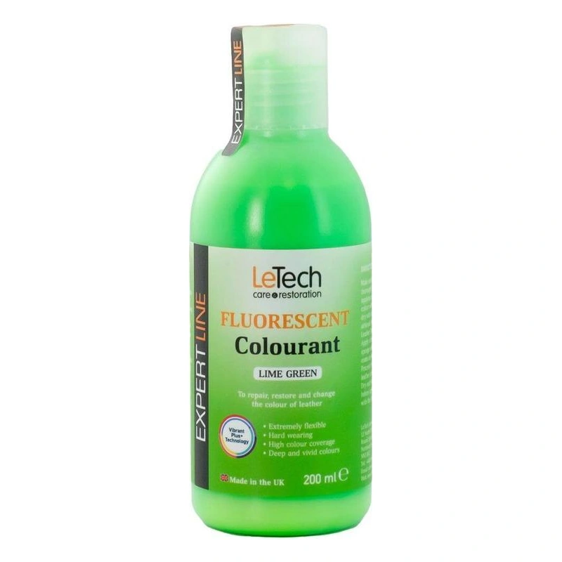 LeTech Leather Fluor Colourant Lime Green - краска для кожи флуоресцентная, лаймово-зеленый, 200 мл - 1