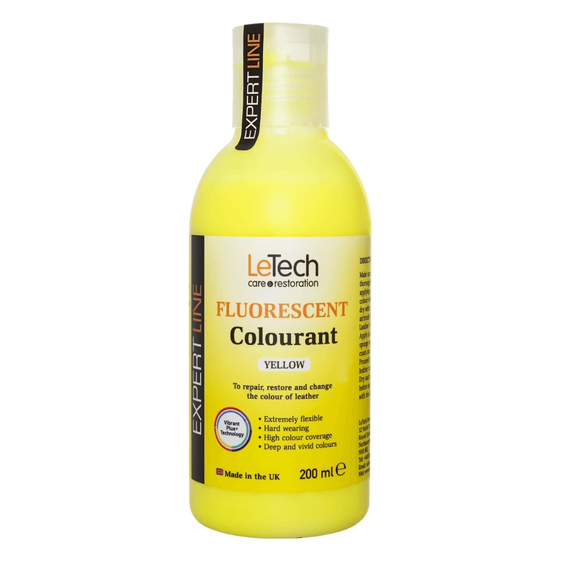 LeTech Leather Fluor Colourant Yellow - краска для кожи флуоресцентная, желтый, 200 мл - 1