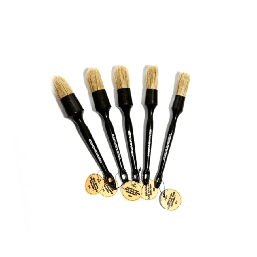 MegaShiner Full Brush Set Brown - Набор кистей для детейлинга с натуральным ворсом Упаковка 5шт. Упаковка 5шт. - 1